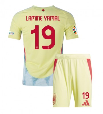 Spanien Lamine Yamal #19 Replika Babytøj Udebanesæt Børn EM 2024 Kortærmet (+ Korte bukser)